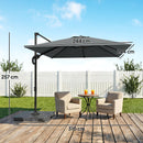 Ombrellone da Giardino a Manovella 240x240 cm con Base Riempibile e Girevole Telaio in Alluminio Grigio Scuro      