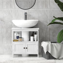 Mobile Sottolavabo Intaglio a U 60x30x60 cm Ripiano Aperto e Armadietto in MDF Bianco   