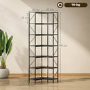 Libreria ad Angolo 60x60x198 cm a 7 Ripiani StileIndustriale Telaio in Metallo Effetto Legno Nero      