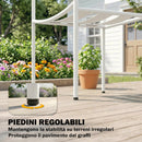 Set 3 Pezzi Bistrò Tavolino 50x50x50 cm in Vetro e 2 Sedie a Doghe in Acciaio Bianco      