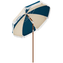Ombrellone da Giardino Inclinabile Ø213x234 cm a 8 Stecche con Manovella Blu e Beige 