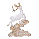 Renna resina su rocce oro e bianco cm 20,5x10xh29