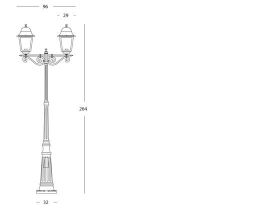 Lampada Palo Alto Due Luci per Giardino Colore Nero per Esterno Linea Maxi Quadrata Livos