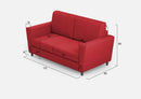 Divano 2 Posti 172x85x85 cm Yasel in Tessuto Rosso