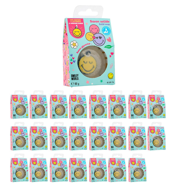 Set 24 Saponette Smiley per Bambini 80 gr con Sorpresa Portachiavi Interno prezzo