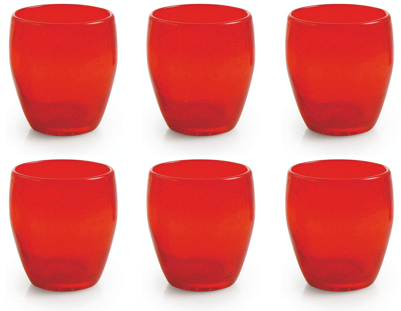 Set 6 Bicchieri Ø7,3x10 cm in Vetro Soffiato Villa d'Este Home Tivoli Acapulco Rossi
