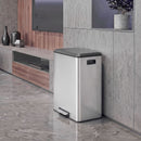 Pattumiera a Pedale 2x30 L 52,5x37,5x66 cm con Secchi Estraibili e Coperchio Soft-Close in Acciaio Inox Argento      