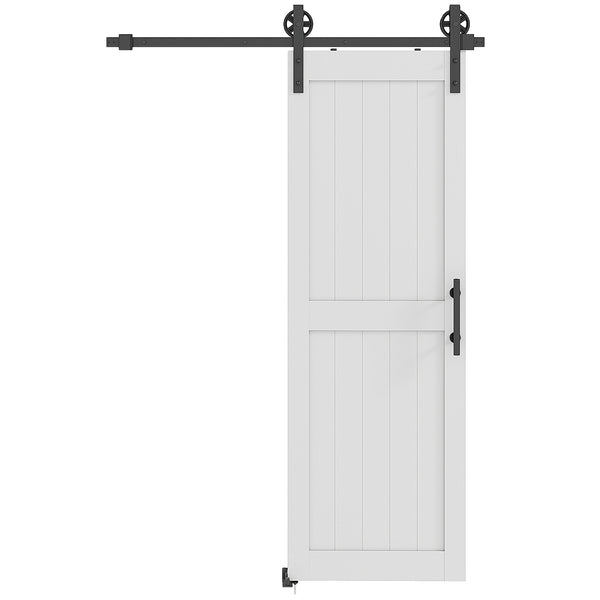 Porta Scorrevole in Stile Country 71,5x213,4 cm con Binario e Maniglia in Legno e Acciaio Bianco e Nero prezzo