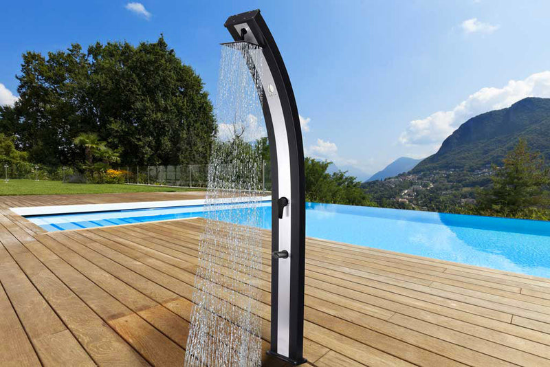 Doccia Solare da Giardino 40L Miscelatore e Lavapiedi Sined Ella Nera