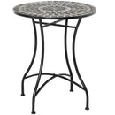 Tavolino da Giardino Ø60x71 cm in Metallo con Mosaico Nero