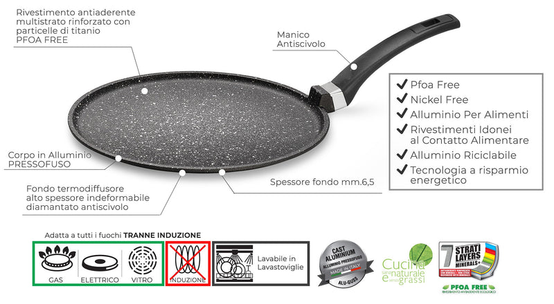 Set 4 Pezzi Bistecchiera + Piastra Multiuso in Alluminio Pressofuso Antiaderente Olympia Hard Cook