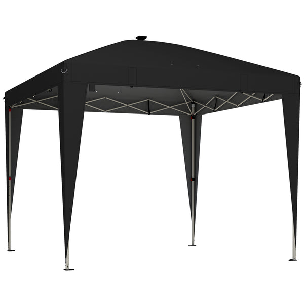 prezzo Gazebo Pieghevole da Giardino 297x297x288 cm ad Altezza Regolabile con Luce Centrale e Telecomando in Metallo e Poliestere Nero
