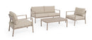 Set 4 Pezzi Salotto da Giardino con Divano 2 Poltrone e Tavolino in Alluminio e Spun Poly Sirius Timber 