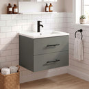 Mobile Bagno 61x40x48 cm con Lavabo in Ceramica e 2 Cassetti in Truciolare e MDF Verde      