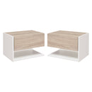 Set 2 Comodini Sospesi 46x30x30 cm in Truciolato Rovere e Bianco