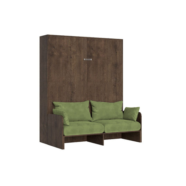 acquista Letto Matrimoniale A Scomparsa 160 Kentaro Con Divano Noce e Verde