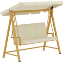 Dondolo da Giardino 3 Posti 195x120x170 cm con Tettuccio Regolabile Beige   