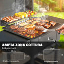 Barbecue a Carbone 112x65x115 cm Griglia Smoker con Ruote in Metallo e Acciaio Nero      