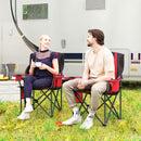 Set 2 Sedie da Campeggio Pieghevoli 94x62x100 cm con Borsa Frigo Integrata Rosso  