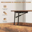 Tavolino da Caffè in Stile Industriale 95x40x46,5 cm con Vano Nascosto e Ripiano in Legno Marrone 