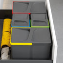 Pattumiera Differenziata 4 Contenitori per Cassettone 90x21,6 cm con Base Emuca Grigio Antracite