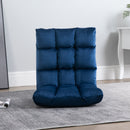 Poltrona da Terra 55x71x53,5cm con Schienale Reclinabile fino 180° e Imbottitura Spessa in Velluto Blu      