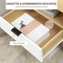 Comodino Moderno con Cassetto Estraibile e Ripiano Aperto 50x39,5x49,5 cm in Legno Bianco e color Legno