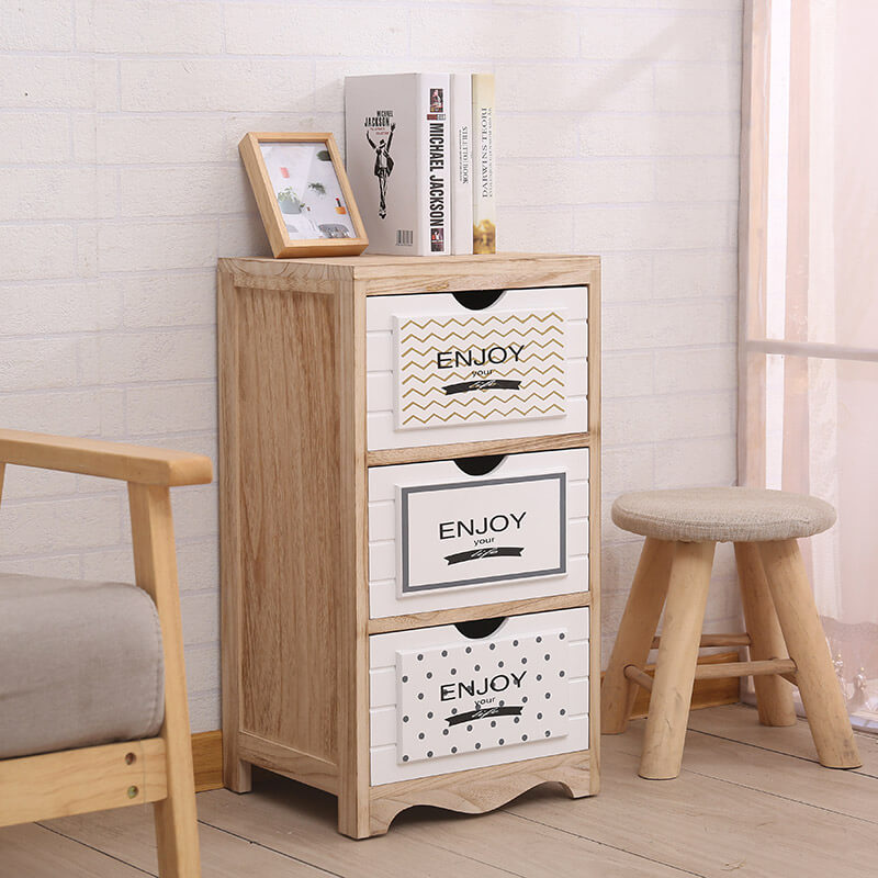 Cassettiera 3 Cassetti in Legno Massello 35x30x65,5 cm Fumer Doris