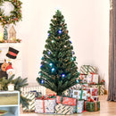 Albero di Natale Artificiale 150 cm 180 Rami 36 Luci LED e Fibre Ottiche Colorate Verde