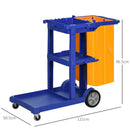 Carrello Pulizie 3 Ripiani Sacco da 100L 121x50,5x96,5 cm Blu Giallo e Grigio  