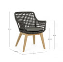 Set 2 Sedie 46x46x82h cm con Braccioli e Cuscini Madison Nera
