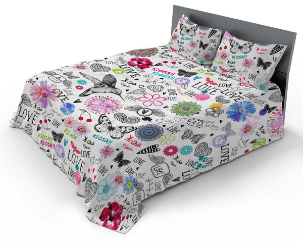 sconto Set Lenzuola Matrimoniale con Stampa Sopra e Federe in Microfibra