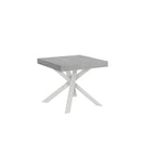  Tavolo Allungabile 90-194x90x76 cm Clerk Cemento Gambe Bianche