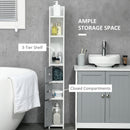 Mobile a Colonna con Mensole e Armadietti 15x17x120 cm in MDF e Legno Truciolare Bianco e Grigio
