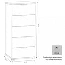 Mobiletto 5 Cassetti Rovere Grigio 45x38x103 h cm in Truciolare bilaminato Rovere grigio
