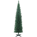 Albero di Natale Artificiale Slim 55x55x210 cm con 401 Rami a Forma di Abete e Base in Plastica Verde      