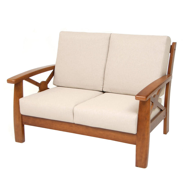 Divano 2 Posti in Legno Massello con Cuscini Oxford Ecrù prezzo