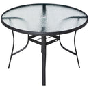 Tavolo da Giardino Ø106,5x71 cm in Acciaio e Vetro Nero