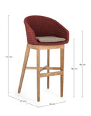 Sgabello Bar con Cuscini 56x57x110h cm Coachella Scarlet