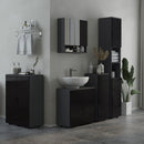 Mobiletto Bagno 1 Cassetto 1 Anta 30x30x82 cm in Truciolato Nero e Grigio
