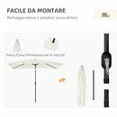 Ombrellone Rettangolare 2x3 m Pieghevole e Regolabile in Alluminio e Poliestere Bianco Crema   