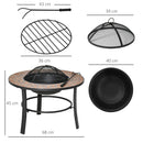 Braciere da Giardino 68x68x45 cm in Metallo e Ceramica