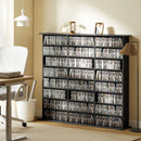 Mobile Porta CD a 8 Livelli 145x24x126,3 cm con 18 Ripiani Regolabili e 24 Scomparti per 1032 CD o 594 DVD in Truciolato Nero      