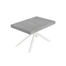 Tavolo Allungabile 120-380x90x74 cm Niket Cemento Gambe Bianche