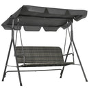 Dondolo da Giardino 3 Posti 167x112x153 cm con Tettuccio Regolabile in Rattan PE Grigio Scuro  