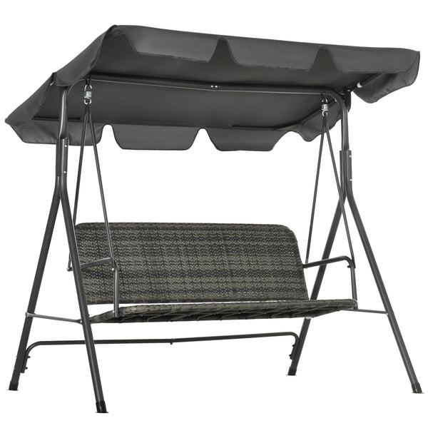 Dondolo da Giardino 3 Posti 167x112x153 cm con Tettuccio Regolabile in Rattan PE Grigio Scuro online
