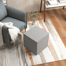 Pouf Poggiapiedi Quadrato  Rivestimento Rimovibile in Tessuto Effetto Lino 41x41x41 cm Grigio Chiaro