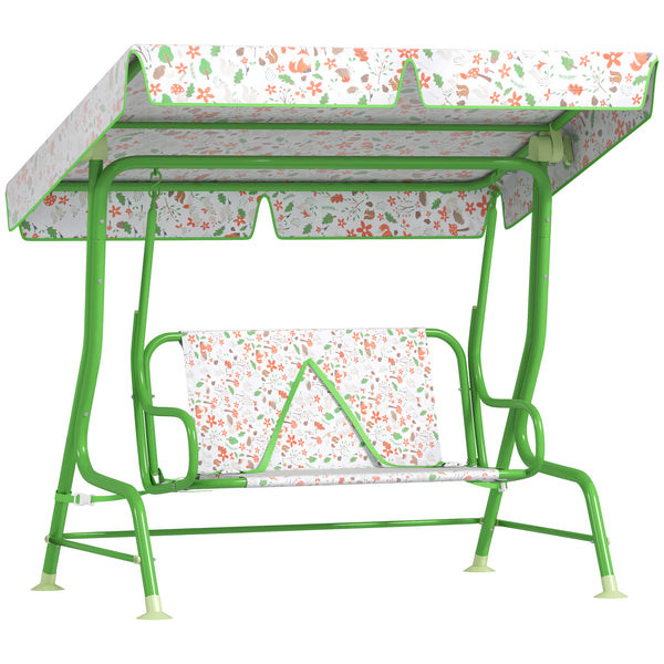Dondolo per Bambini da Giardino a 2 Posti 112x75x120 cm a 2 Posti con Cinture di Sicurezza Verde sconto