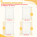 Cancelletto di Sicurezza con Estensioni 76-104 cm e Porta per Gatti Bianco   