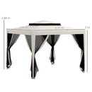 Gazebo da Giardino 300x300 cm con Zanzariera Doppio Tetto e 8 Fori in Acciaio e Poliestere Bianco Crema  